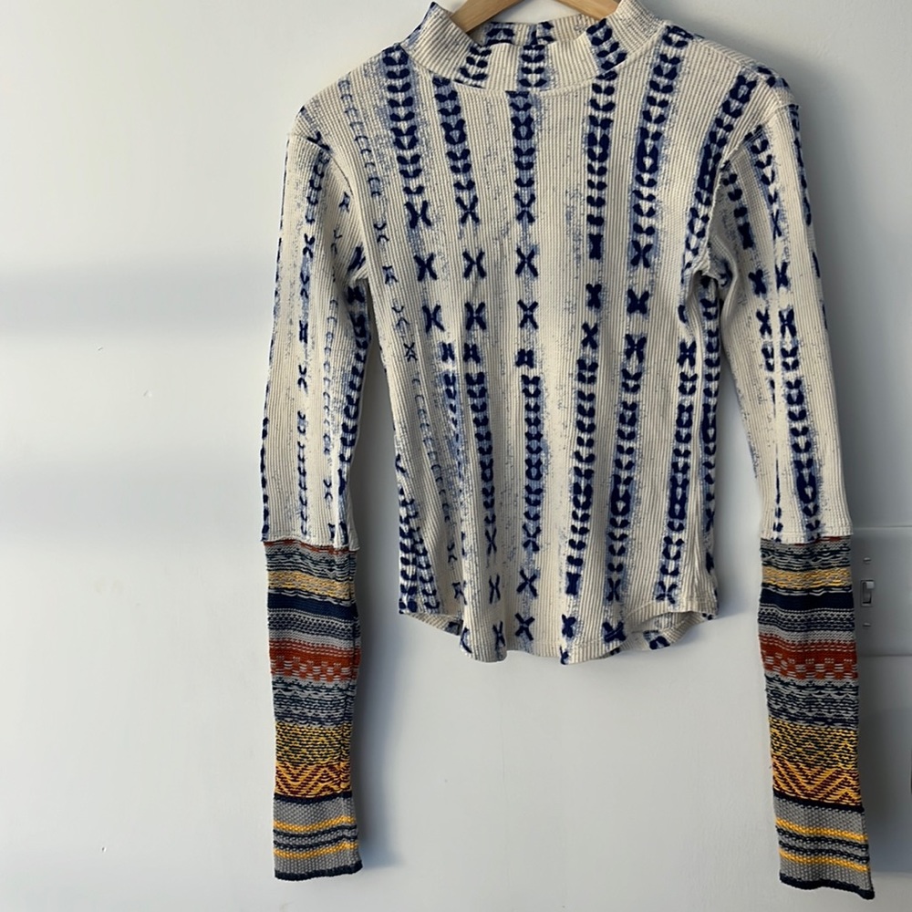 Free People thermal with knit sleeves